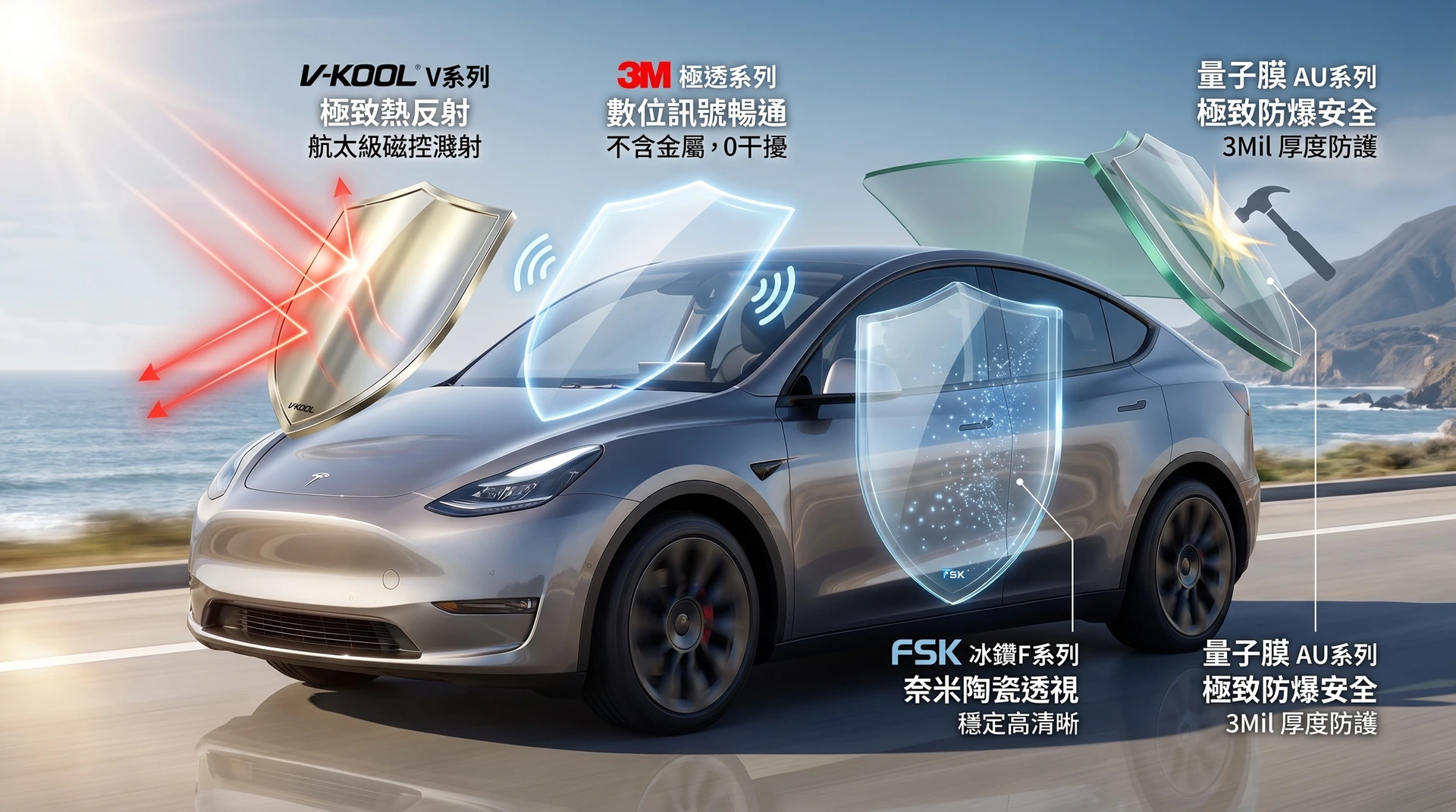 隔熱紙品牌挑選指南：V-KOOL、3M、FSK與量子膜頂級系列物理特性解
